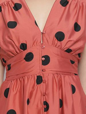 v-neck polka dot a-line dress - 18048204 - Standard Image - 5