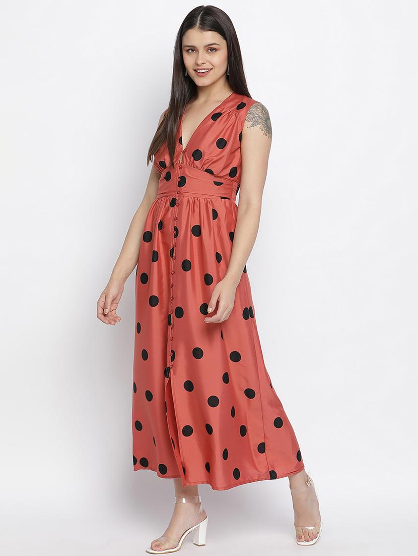 v-neck polka dot a-line dress - 18048204 - Zoom Image - 2