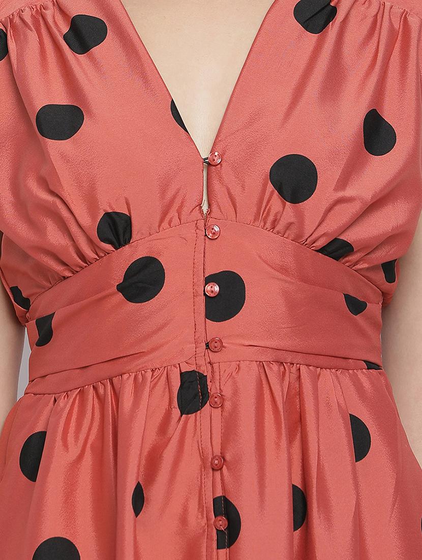 v-neck polka dot a-line dress - 18048204 - Zoom Image - 5