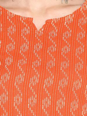 orange cotton straight kurta - 18048738 - Standard Image - 4