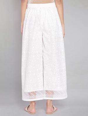 white floral print flared palazzo - 18048911 - Standard Image - 3