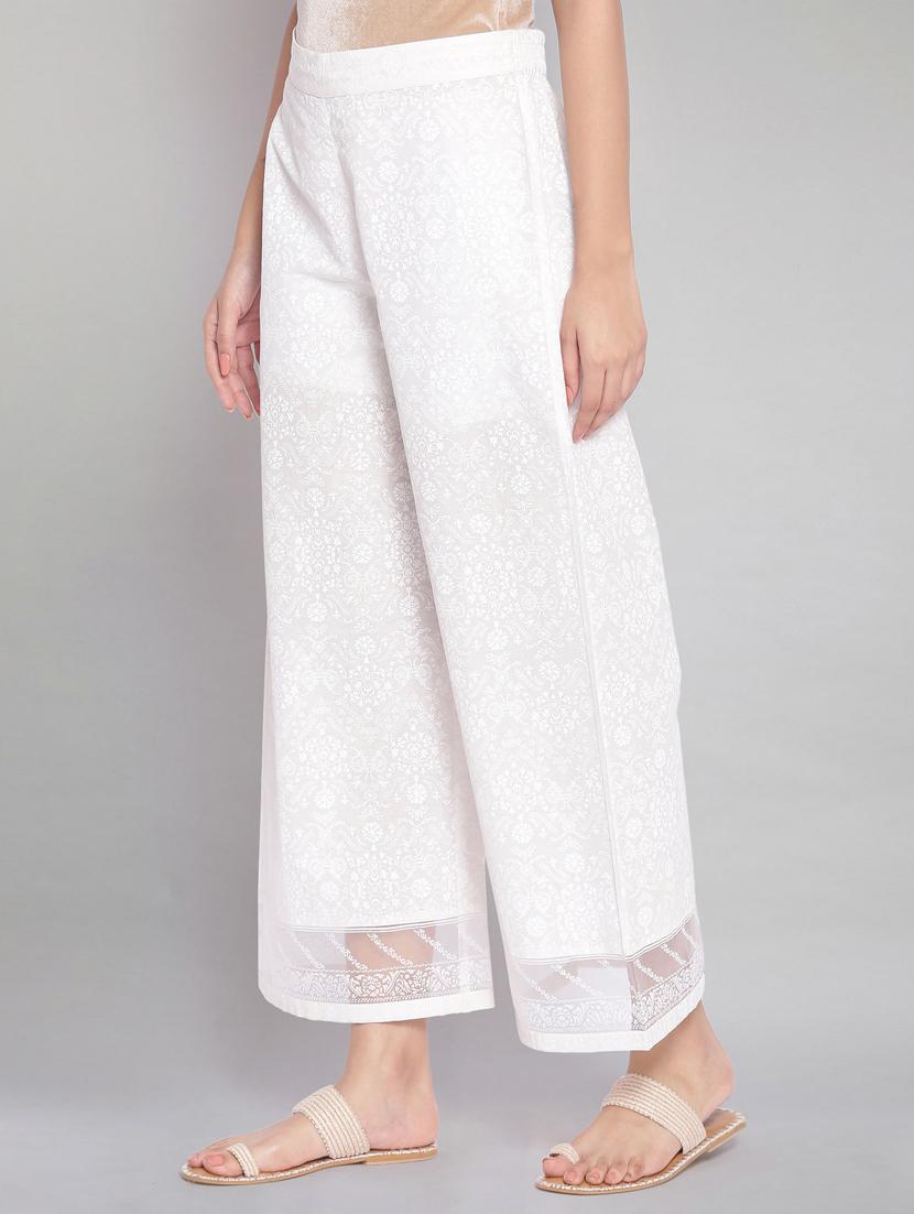 white floral print flared palazzo - 18048911 - Zoom Image - 2