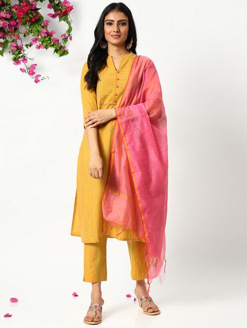 yellow cotton suit set - 18049185 - Standard Image - 1