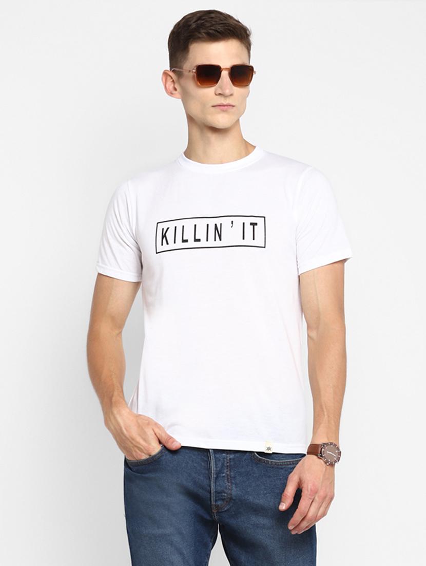 white front print t-shirt