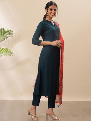 teal solid suit set - 18050131 - Standard Image - 2