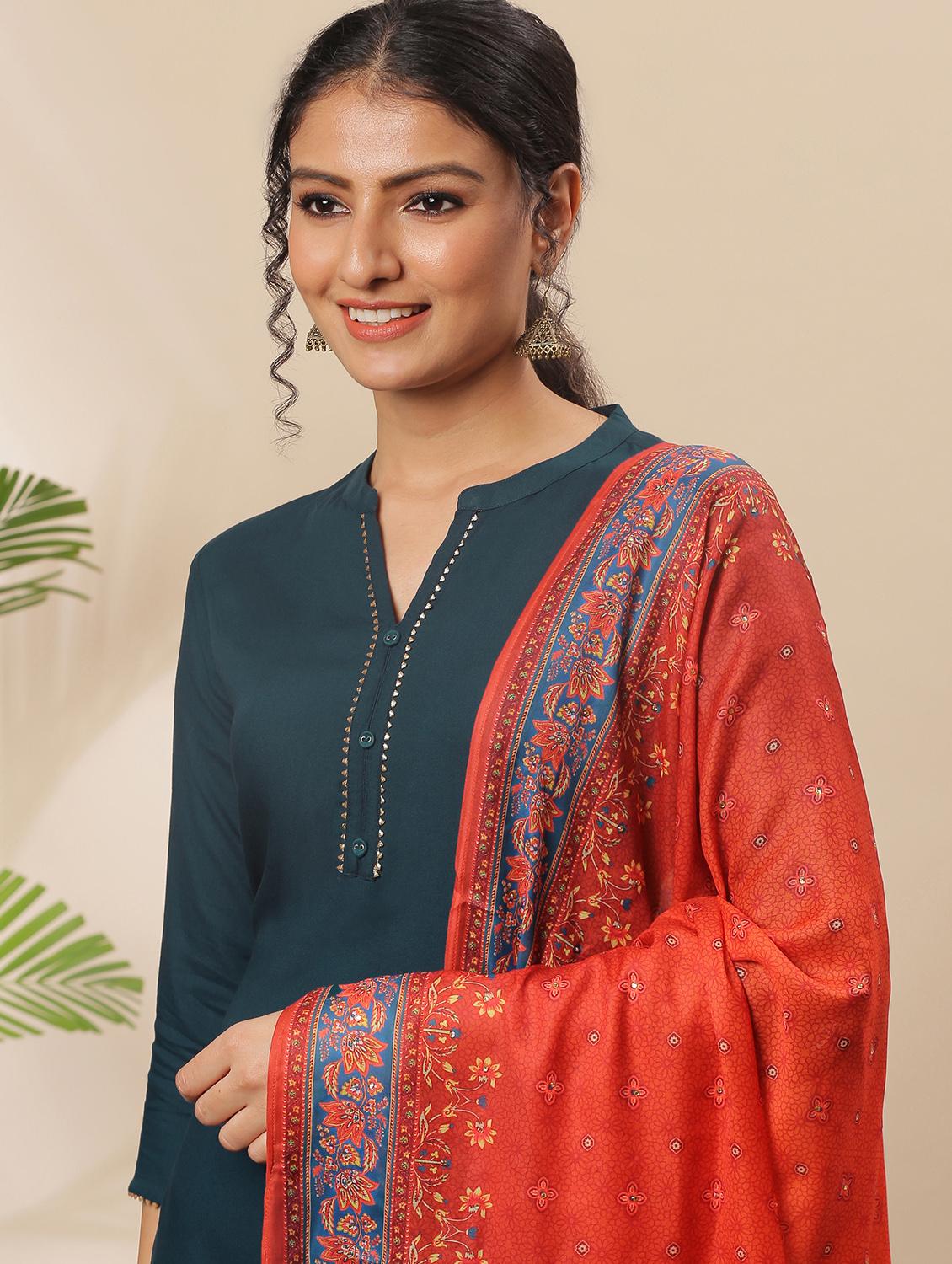 teal solid suit set - 18050131 - Zoom Image - 4