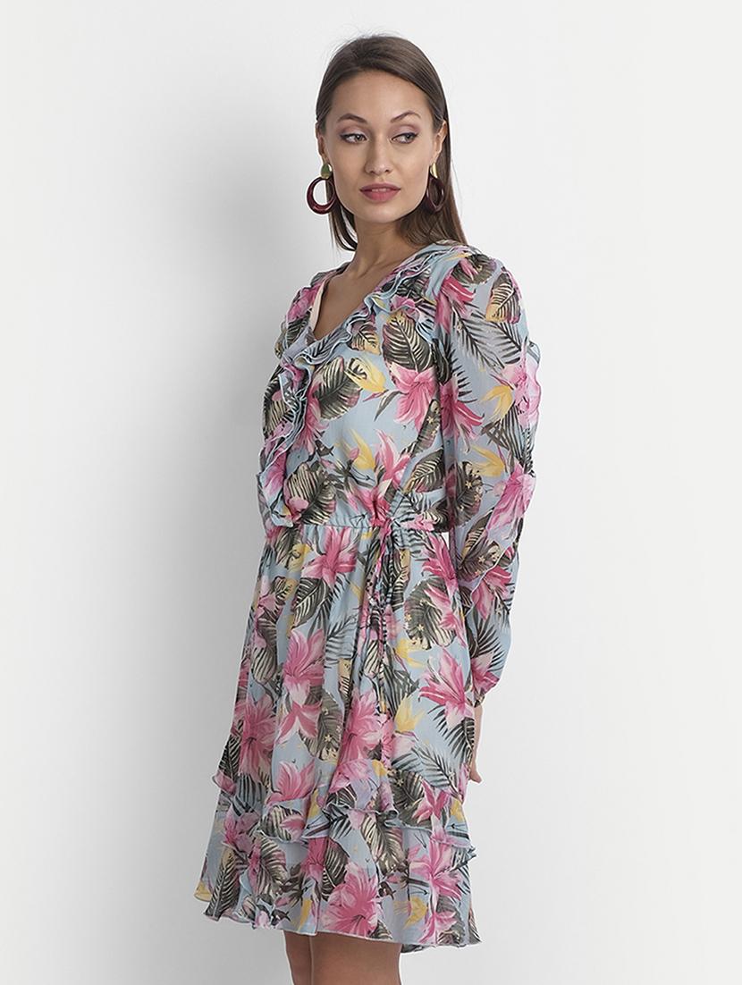 overlap neck floral dress - 18051326 - Zoom Image - 2