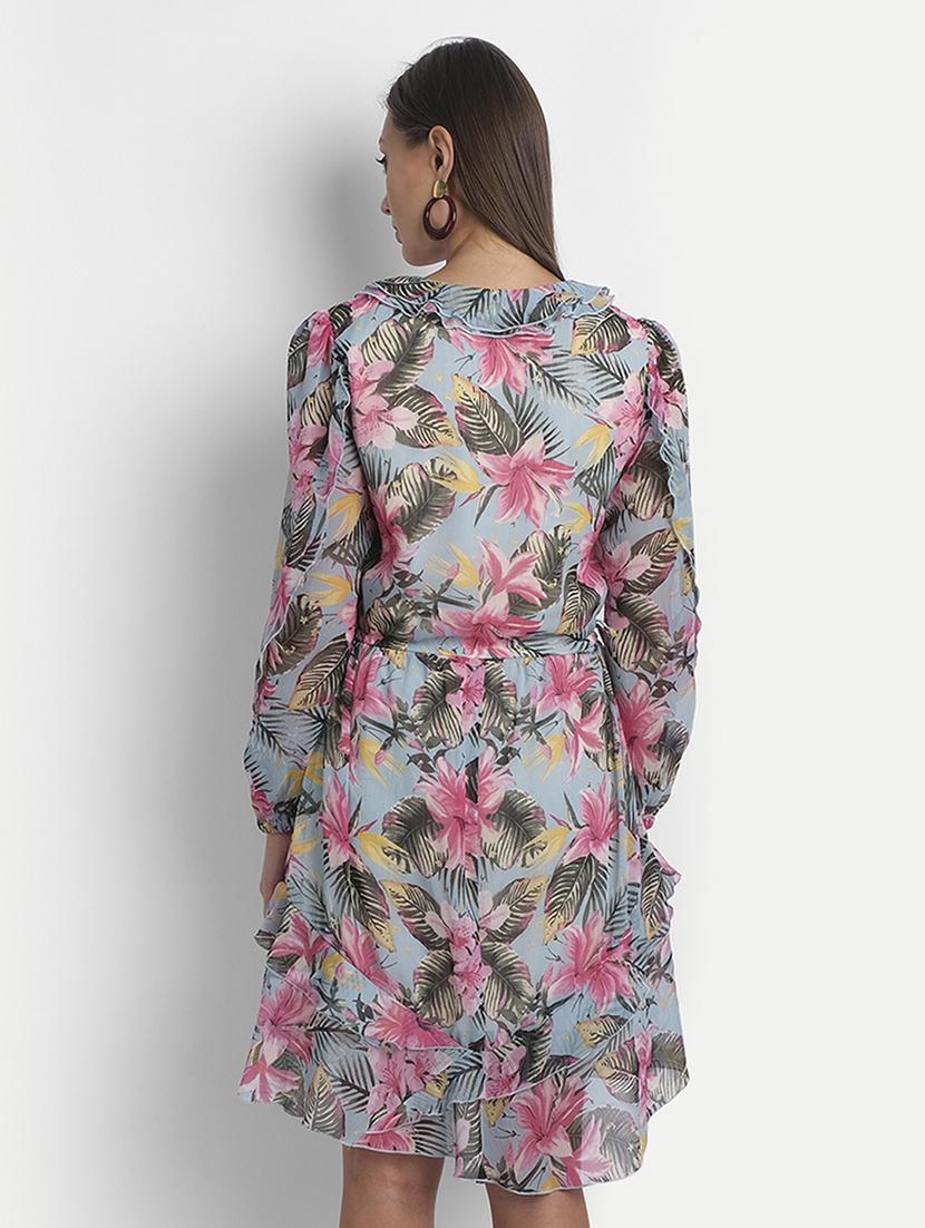 overlap neck floral dress - 18051326 - Zoom Image - 4