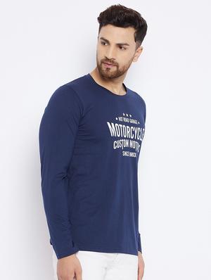 navy blue chest print t-shirt - 18051381 - Standard Image - 2