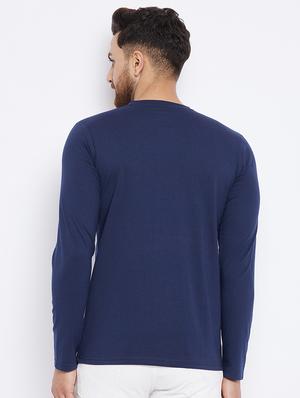 navy blue chest print t-shirt - 18051381 - Standard Image - 3