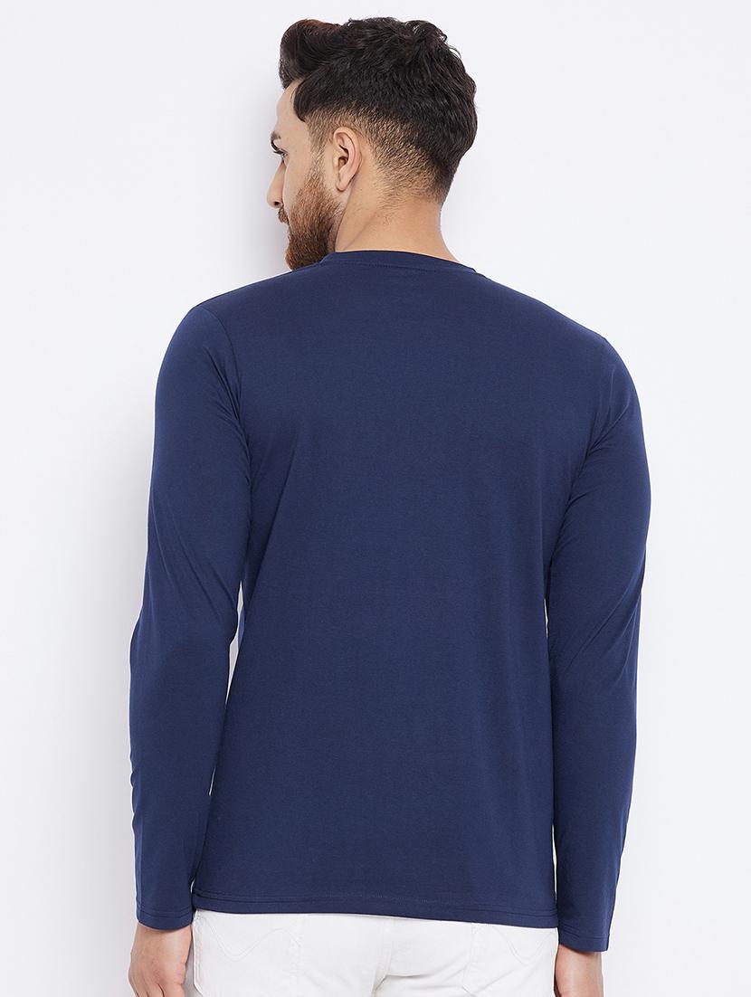 navy blue chest print t-shirt - 18051381 - Zoom Image - 3