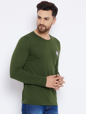 olive green chest print t-shirt - 18051382 - Standard Image - 2