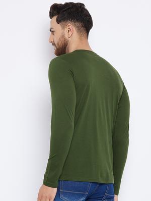 olive green chest print t-shirt - 18051382 - Standard Image - 3
