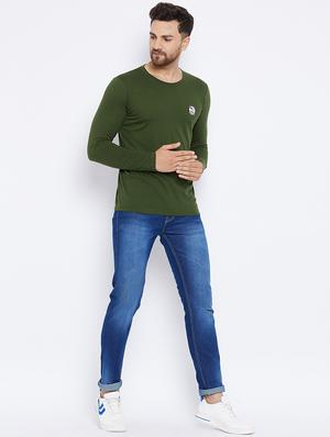 olive green chest print t-shirt - 18051382 - Standard Image - 4