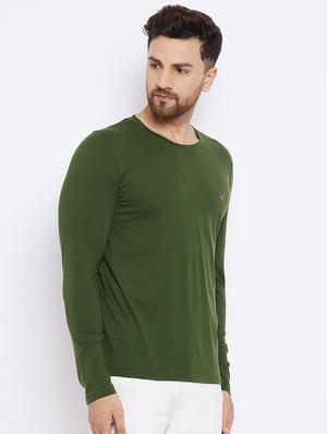 olive green chest print t-shirt - 18051383 - Standard Image - 2