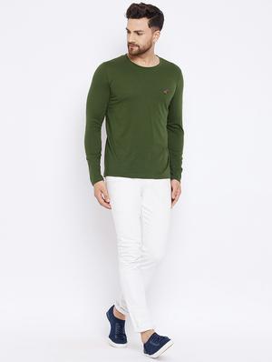 olive green chest print t-shirt - 18051383 - Standard Image - 4