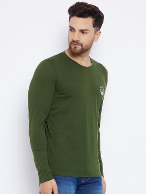 olive green chest print t-shirt - 18051385 - Standard Image - 2
