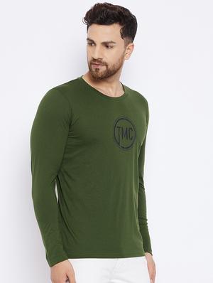 olive green chest print t-shirt - 18051388 - Standard Image - 2
