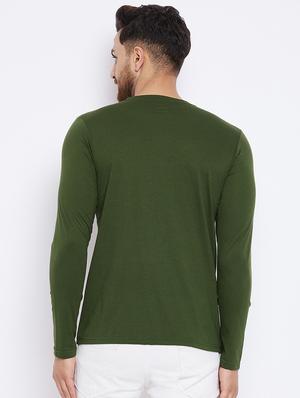 olive green chest print t-shirt - 18051388 - Standard Image - 3