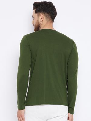 olive green chest print t-shirt - 18051390 - Standard Image - 3