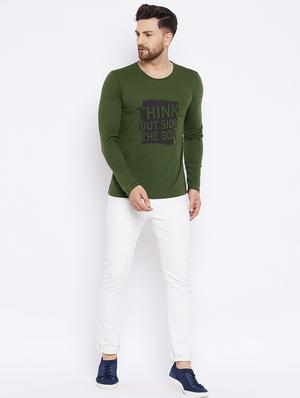 olive green chest print t-shirt - 18051390 - Standard Image - 4