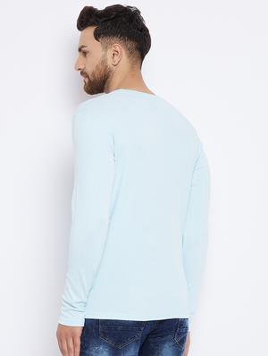 light blue chest print t-shirt - 18051392 - Standard Image - 3