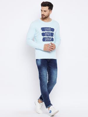 light blue chest print t-shirt - 18051392 - Standard Image - 4