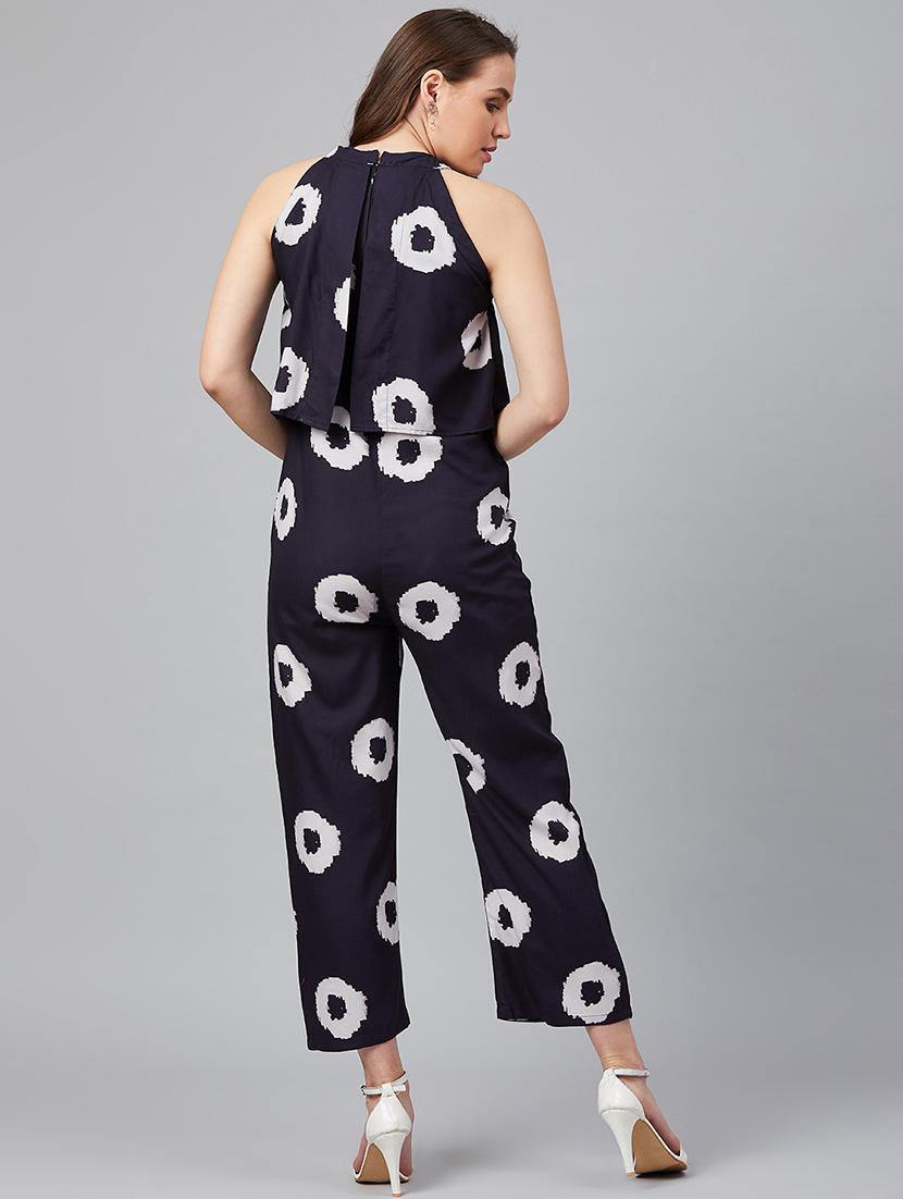 v-neck printed full leg jumpsuit - 18051423 - Zoom Image - 3