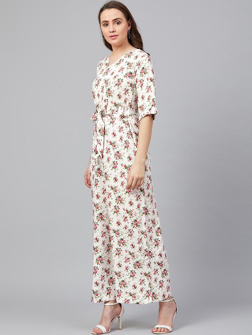 v-neck floral full leg jumpsuit - 18051424 - Zoom Image - 2