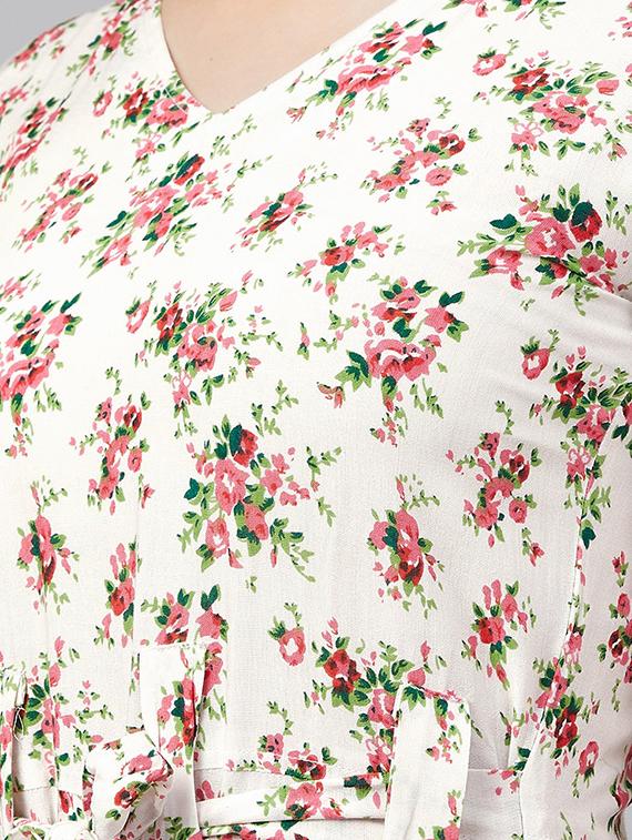 v-neck floral full leg jumpsuit - 18051424 - Zoom Image - 4