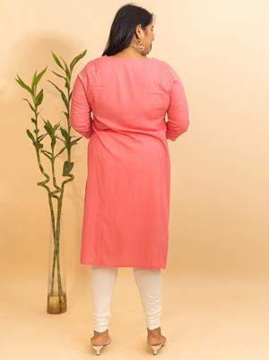rayon plus size pink printed kurta/kurti - 18051562 - Standard Image - 2