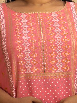 rayon plus size pink printed kurta/kurti - 18051562 - Standard Image - 5