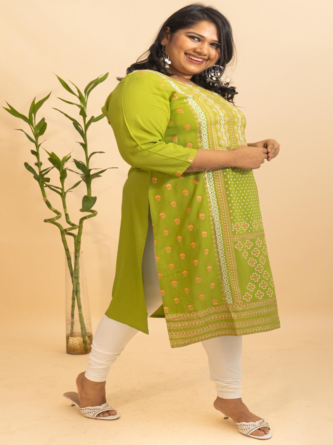 rayon plus size pink printed kurta/kurti - 18051563 - Zoom Image - 3
