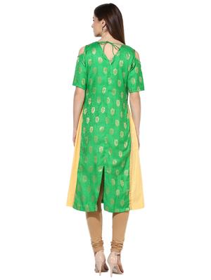 green cotton aline kurta - 18051602 - Standard Image - 3