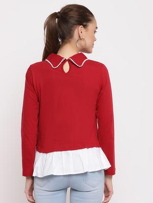 peter pan collar color block top - 18051693 - Standard Image - 3