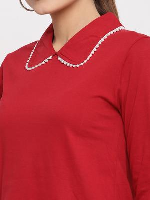 peter pan collar color block top - 18051693 - Standard Image - 5