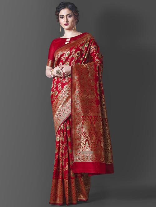 jacquard work banarasi saree with blouse - 18052198 - Standard Image - 1