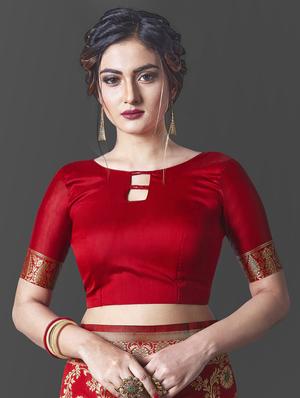 jacquard work banarasi saree with blouse - 18052198 - Standard Image - 3