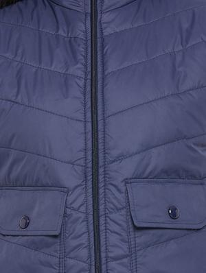 navy blue solid jacket - 18052294 - Standard Image - 5