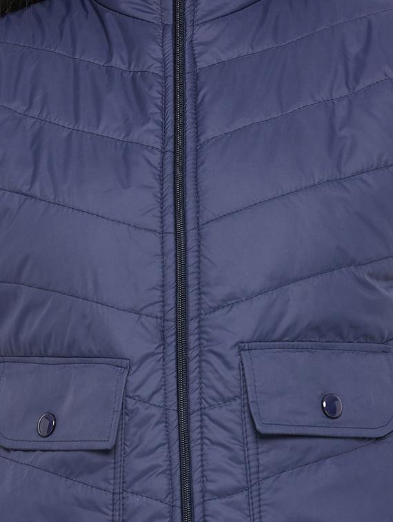 navy blue solid jacket - 18052294 - Zoom Image - 5