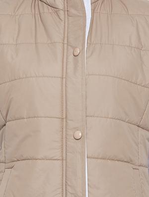 beige solid jacket - 18052302 - Standard Image - 5