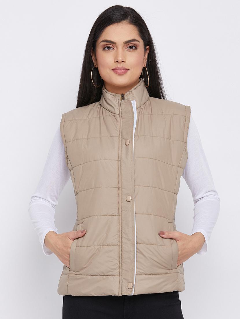 beige solid jacket - 18052302 - Zoom Image - 1