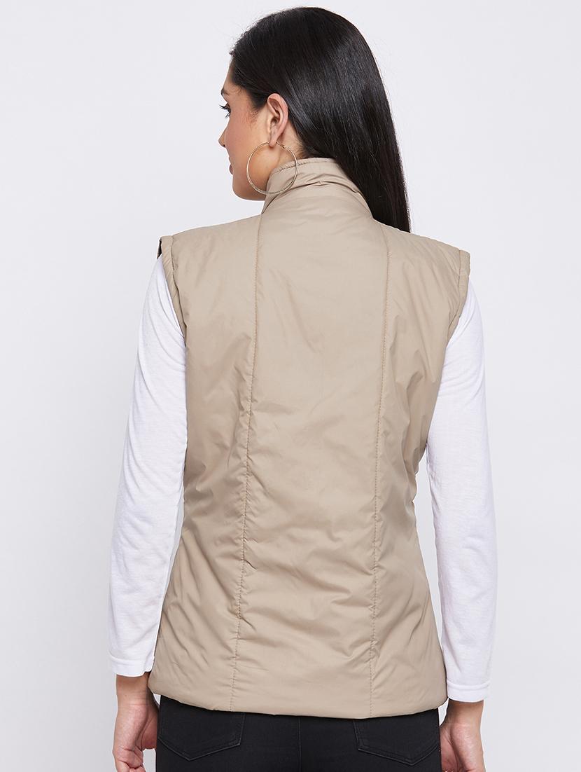 beige solid jacket - 18052302 - Zoom Image - 3