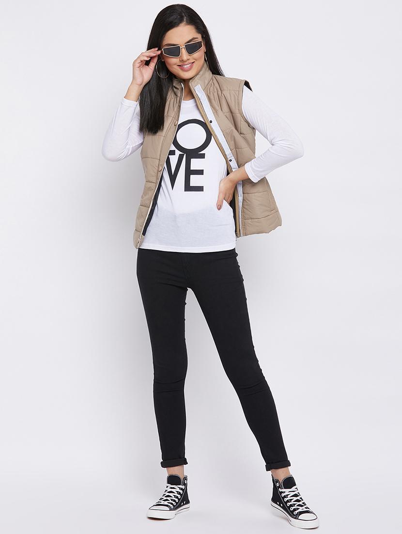 beige solid jacket - 18052302 - Zoom Image - 4