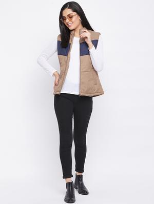 beige color block jacket - 18052303 - Standard Image - 4
