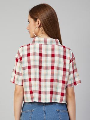 pocket detail checked crop shirt - 18052461 - Standard Image - 3