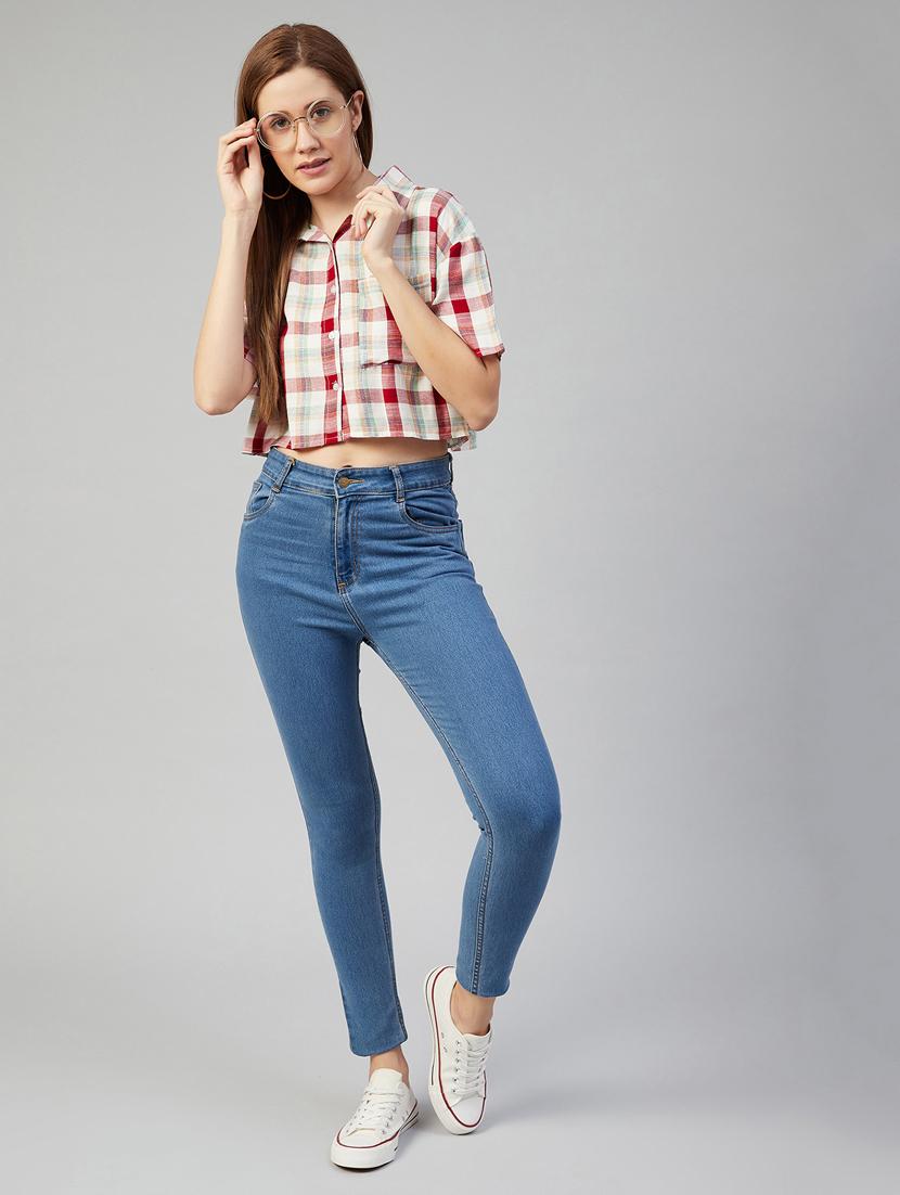 pocket detail checked crop shirt - 18052461 - Zoom Image - 4