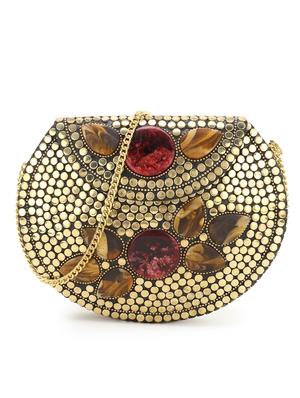 gold metal fold over clutch - 18053617 - Standard Image - 2