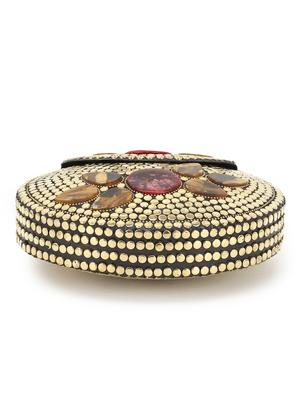 gold metal fold over clutch - 18053617 - Standard Image - 6
