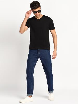 black v-neck solid t-shirt - 18053715 - Standard Image - 4